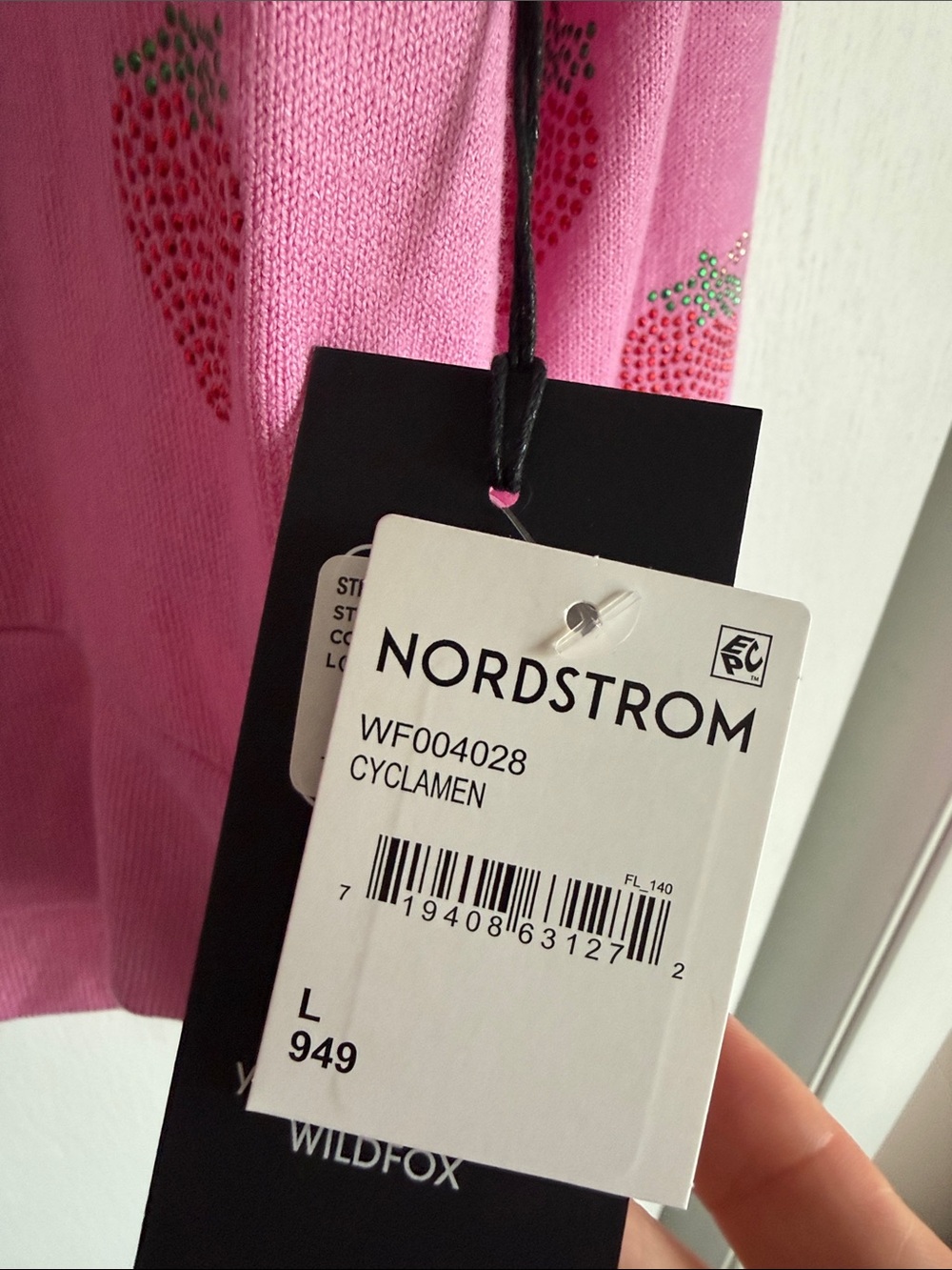 Wildfox Strawberry Bridget Rhinestone Sweater in pink L - Picture 4 of 6